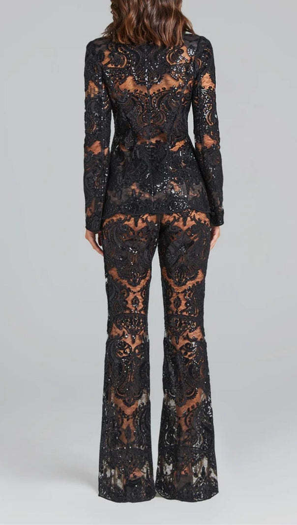 AIIZIE BLACK LACE BLAZER AND PANTS - product image