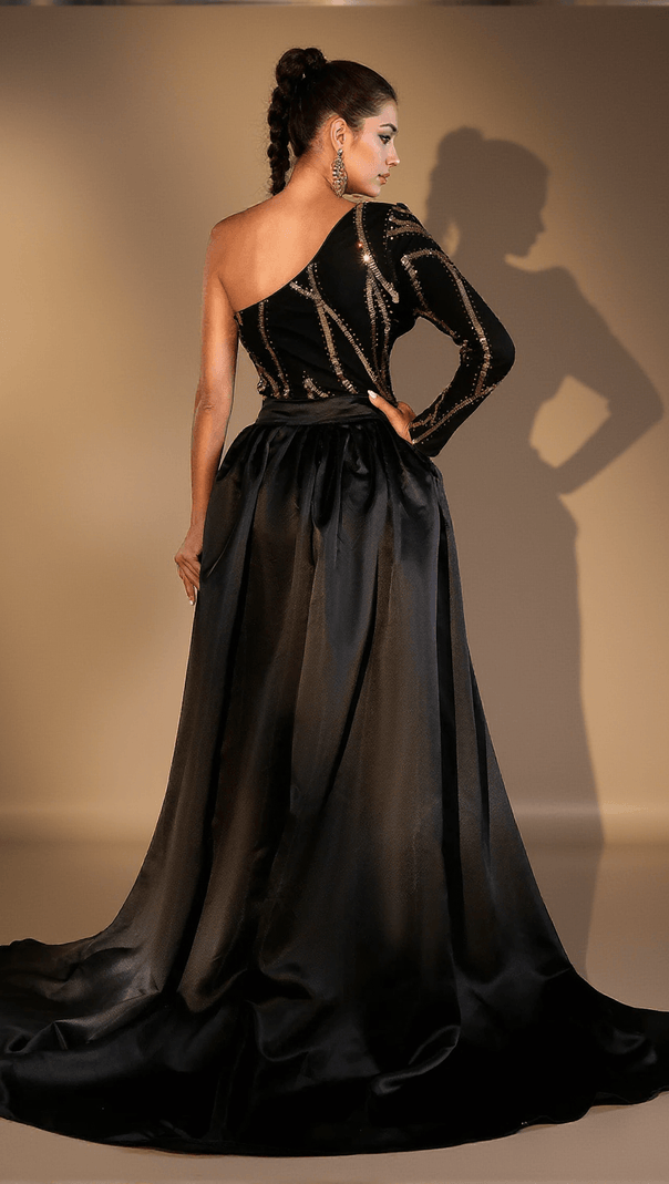AIIZIE GWYN SEQUIN DIAMOND ONE SHOULDER DRESS - product image