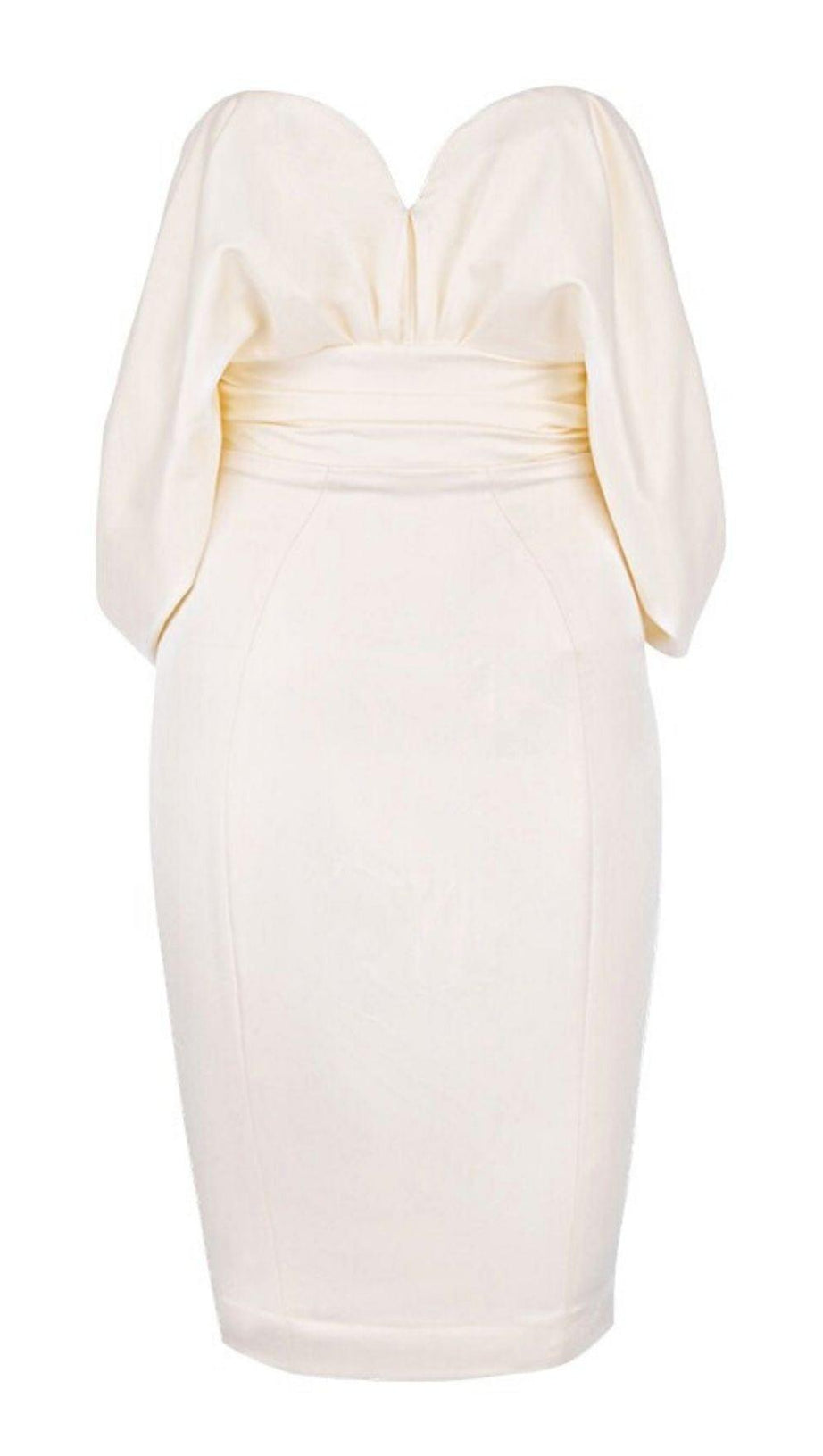 SATIN STRAPLESS DRESS IN IVORY
