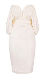 SATIN STRAPLESS DRESS IN IVORY