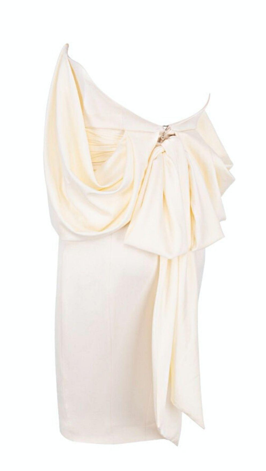 SATIN STRAPLESS DRESS IN IVORY