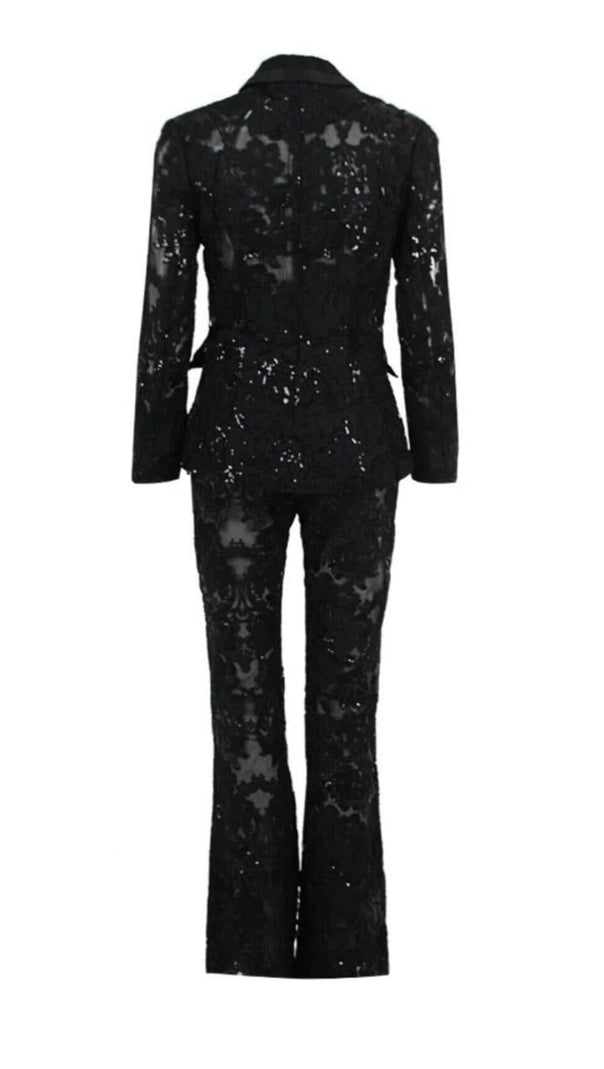 AIIZIE BLACK LACE BLAZER AND PANTS - product image