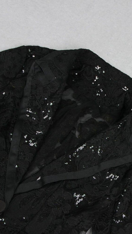 BLACK LACE BLAZER AND PANTS
