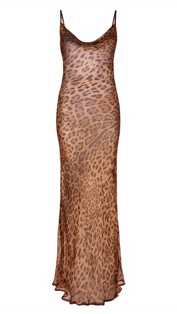 AIIZIE MELANY LEOPARD PRINT SPAGHETTI MAXI DRESS - product image