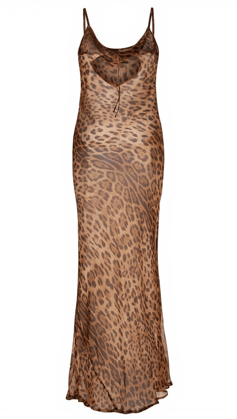 MELANY LEOPARD PRINT SPAGHETTI MAXI DRESS