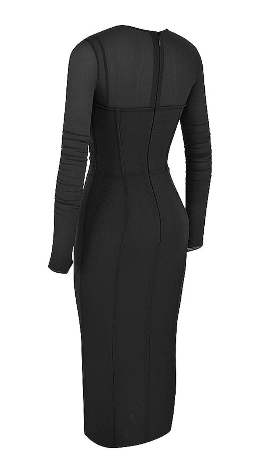 LONG SLEEVE MIDI DRESS IN WINE RED