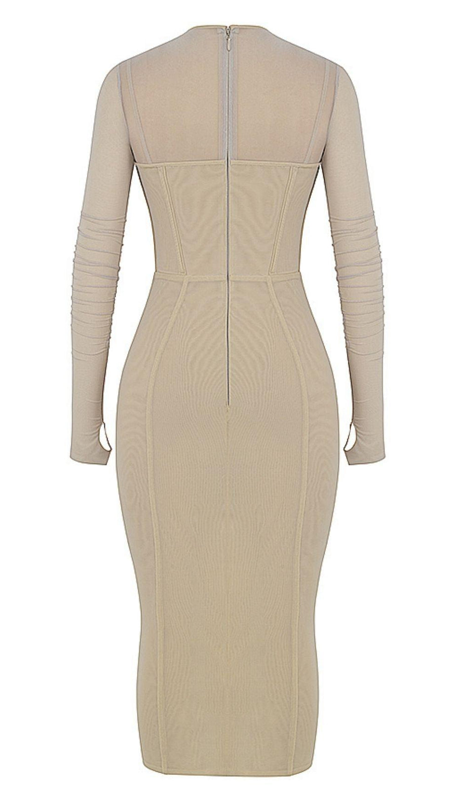 LONG SLEEVE MIDI DRESS IN WINE RED