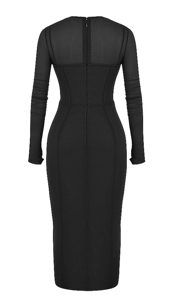 AIIZIE LONG SLEEVE MIDI DRESS IN BLACK - product image
