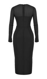 LONG SLEEVE MIDI DRESS IN BLACK