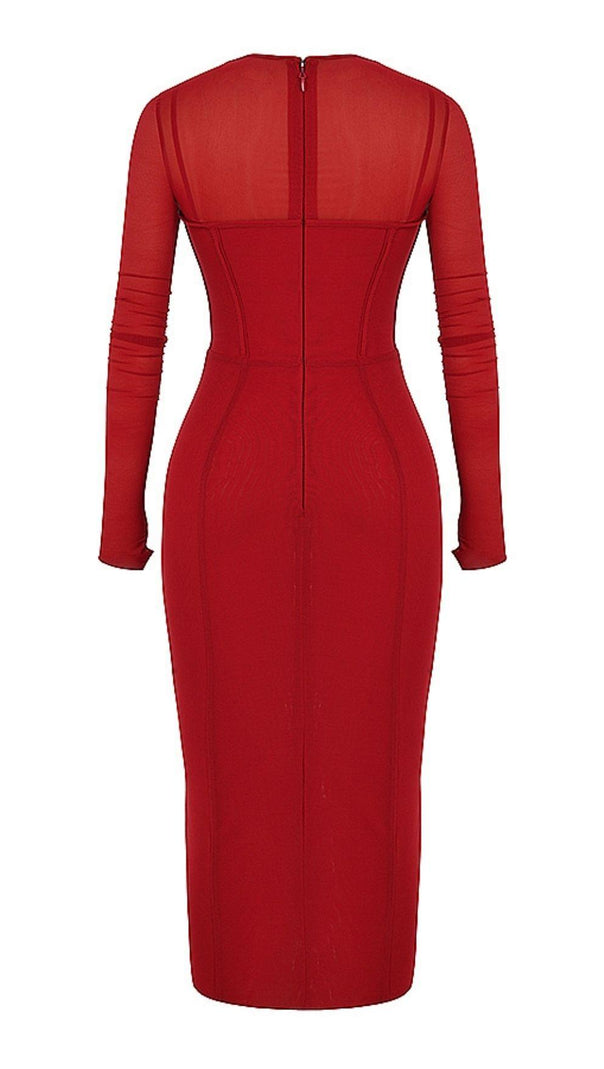Long Sleeve Midi Dress in Black