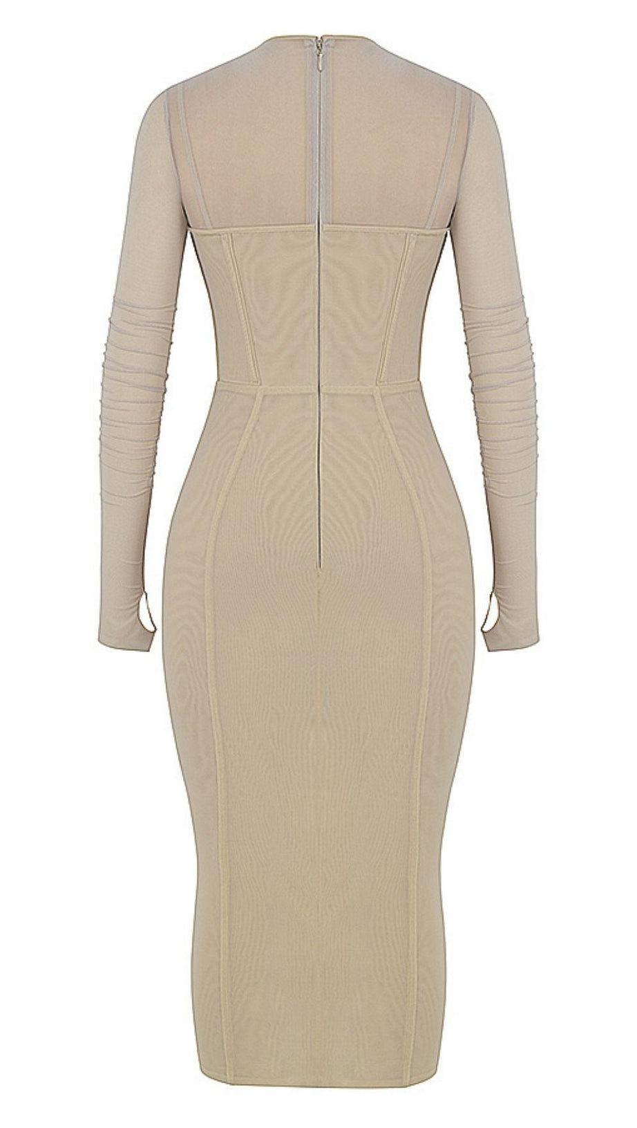 LONG SLEEVE MIDI DRESS IN BLACK