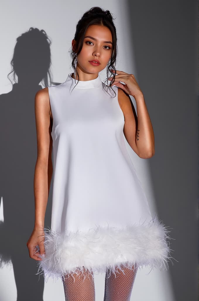 Spanaki Sleeveless Feather Dress