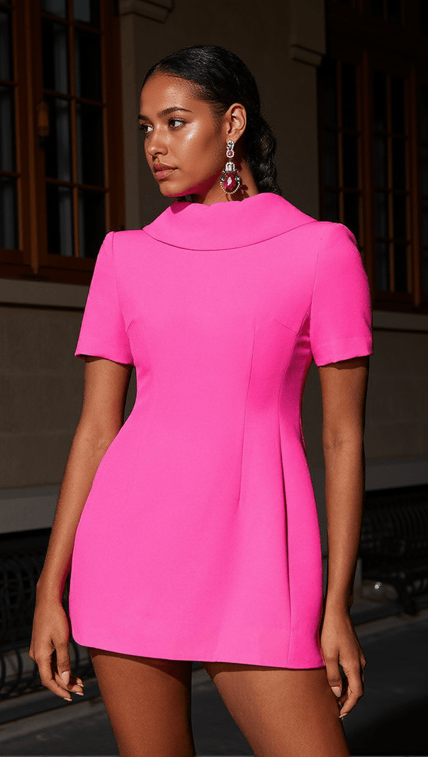 AIIZIE FLORRIE SHORT SLEEVE BOW MINI DRESS - product image