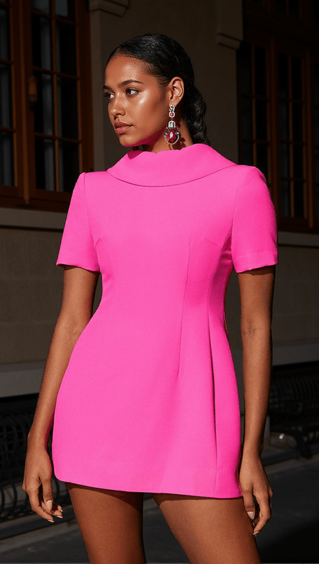 FLORRIE SHORT SLEEVE BOW MINI DRESS