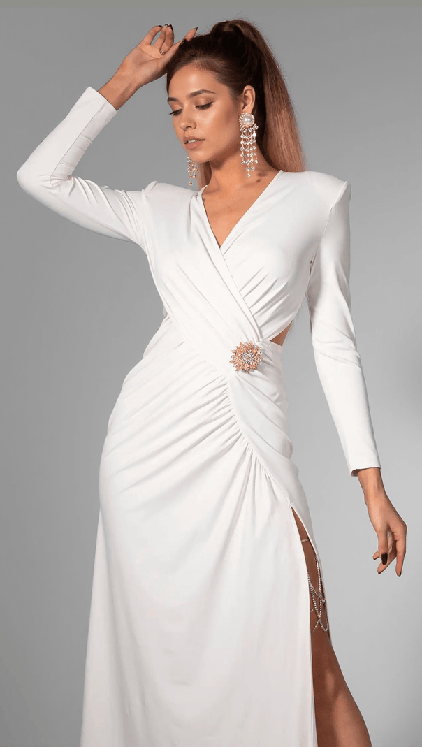 AIIZIE BRYNNLI WAIST CINCH RUCHE DRESS - product image