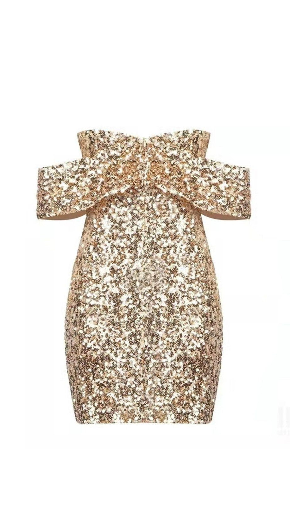 MINI ABITO SENZA SPALLINE CON PAILLETTES ORO