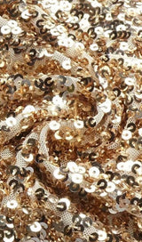 GOLD SEQUIN STRAPLESS MINI DRESS