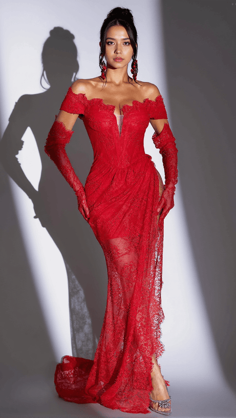 Sarkelli – Maxikleid mit Spitzen-Blumenmuster und Falten