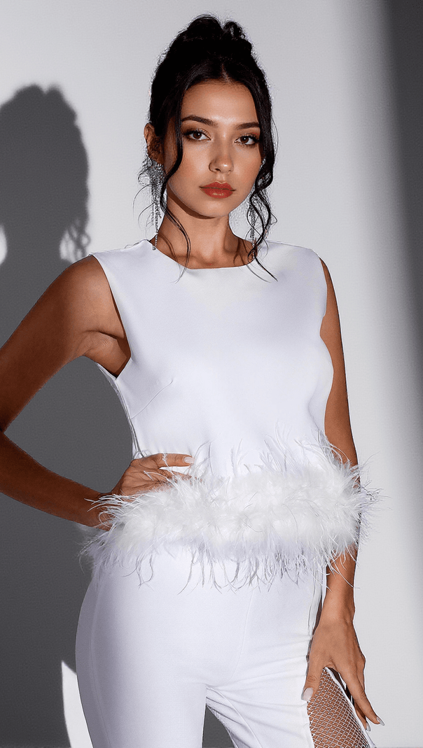 AIIZIE BANELLI SLEEVELESS FEATHER TOP - product image