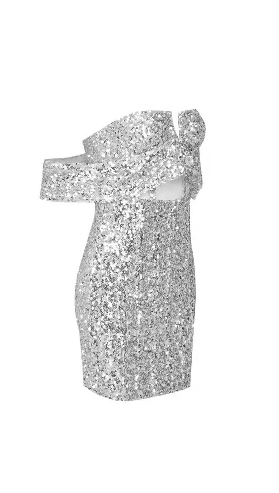 MINI ABITO SENZA SPALLINE CON PAILLETTES ORO