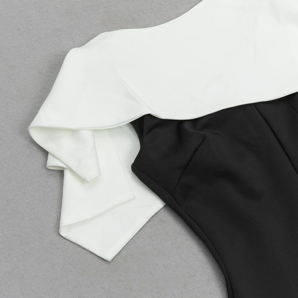 Schwarzes, ärmelloses, rückenfreies Midikleid mit Schmucksteinausschnitt und Schlitz vorn
