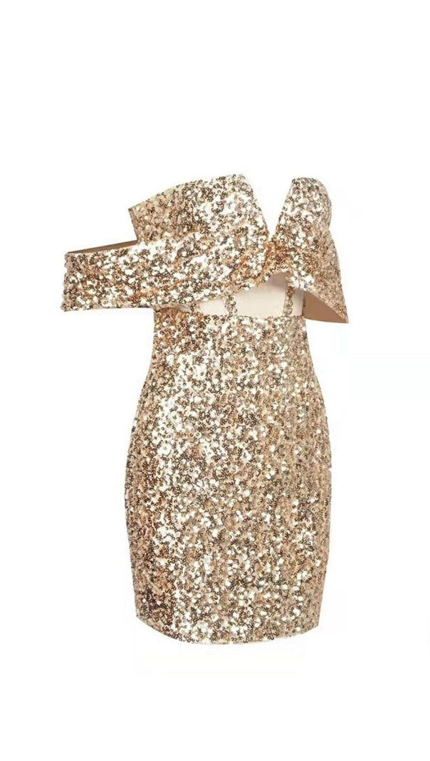 Silver Sequin Strapless Mini Dress