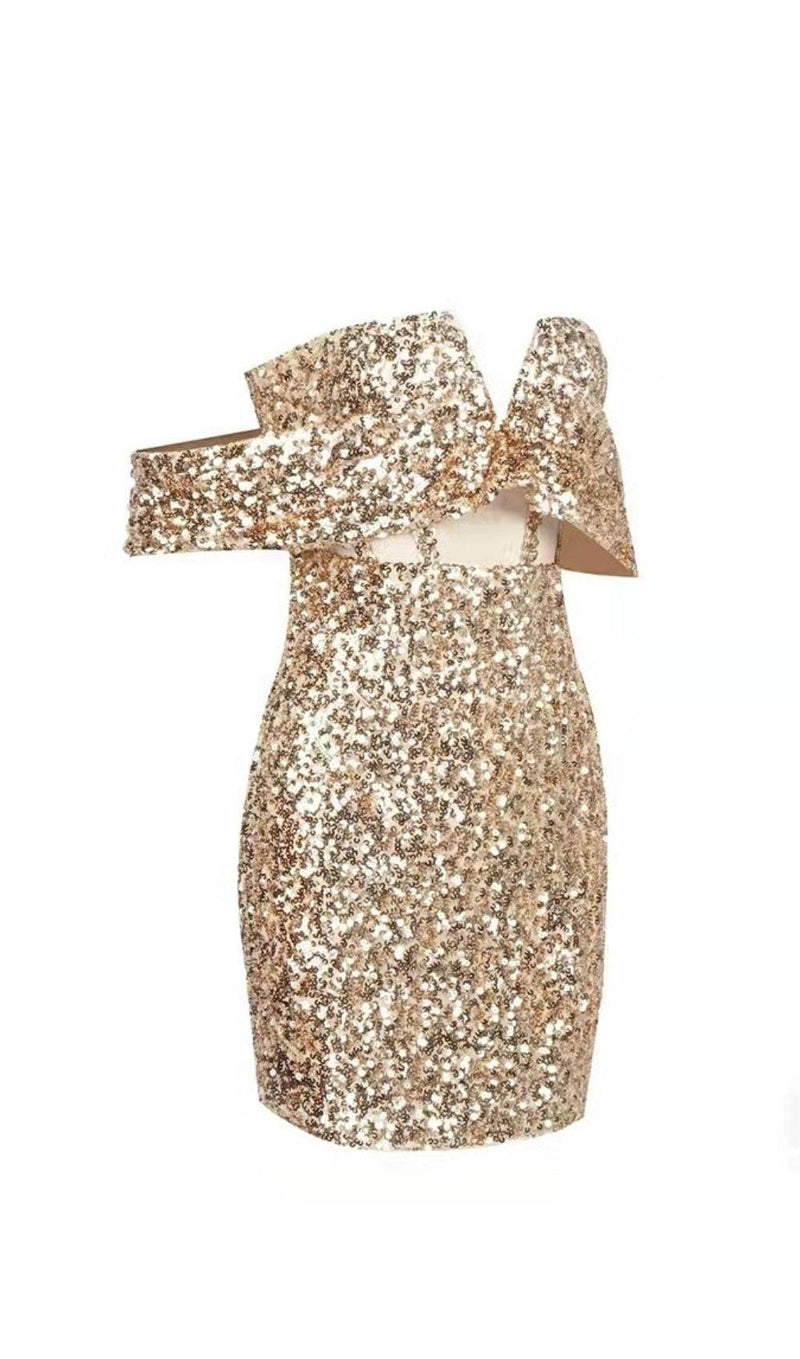 SLIVER SEQUIN STRAPLESS MINI DRESS