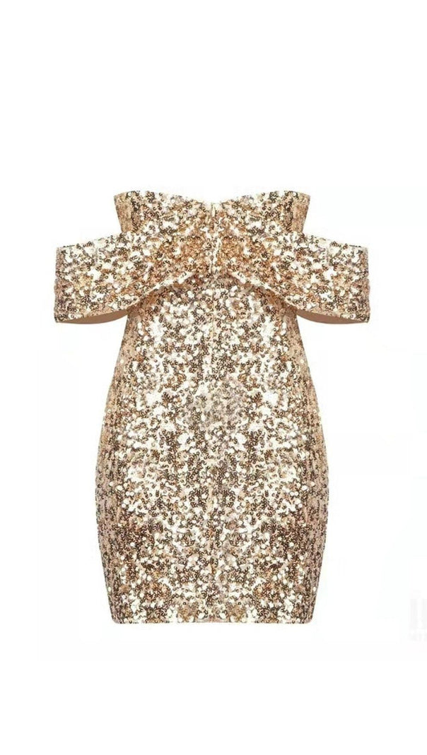Silver Sequin Strapless Mini Dress