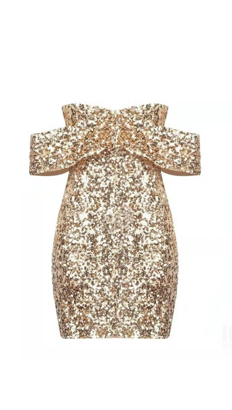 TRÄGERLOSES MINIKLEID MIT SILBERNÄHTEN PAILLETTEN