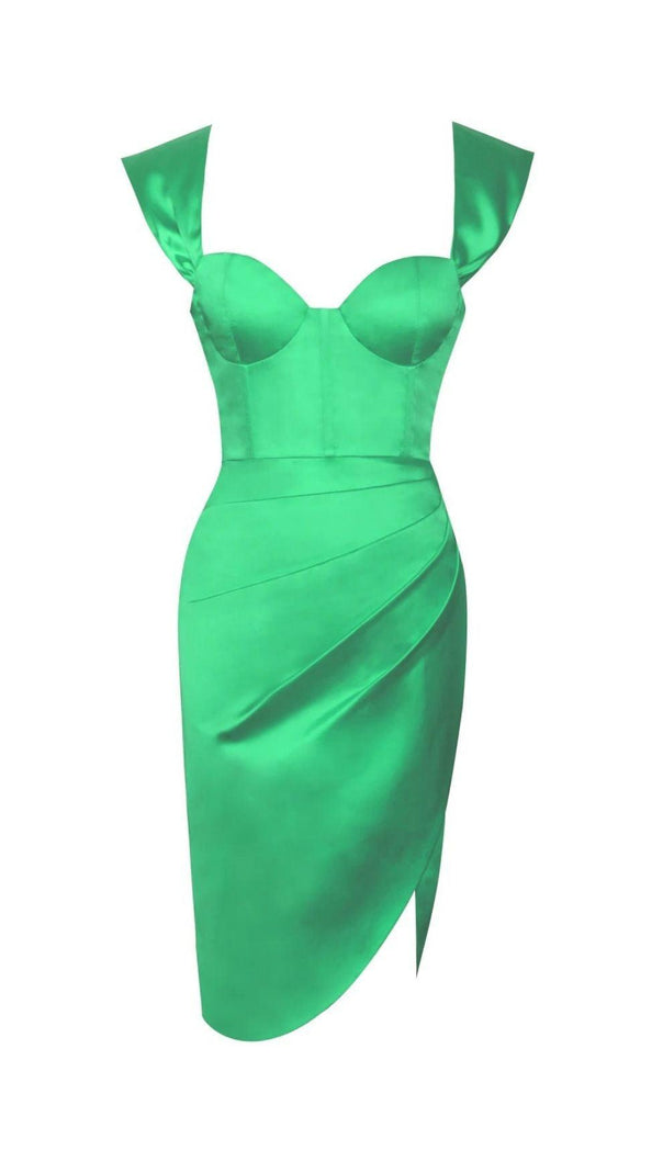 Satin Corset Dress in Green
