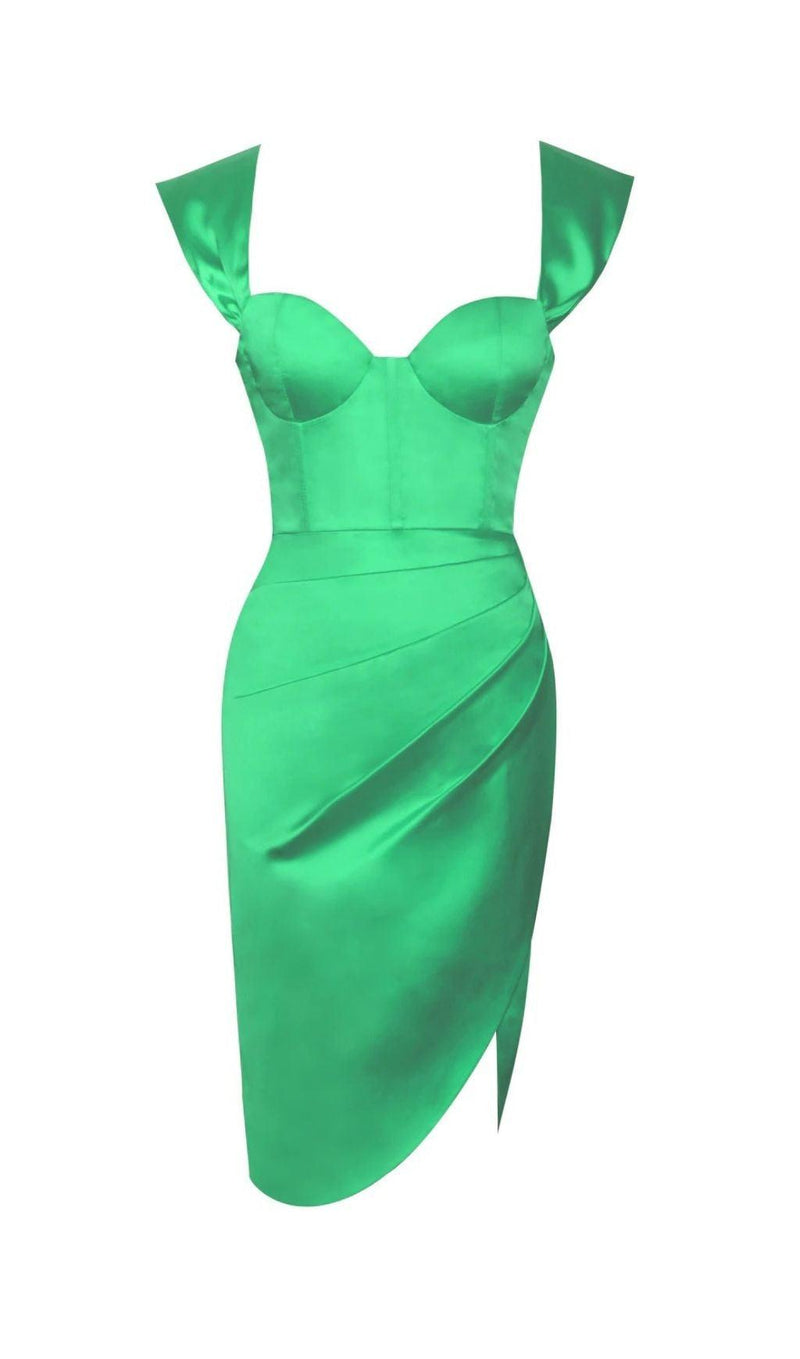 SATIN CORSET DRESS IN GREEN