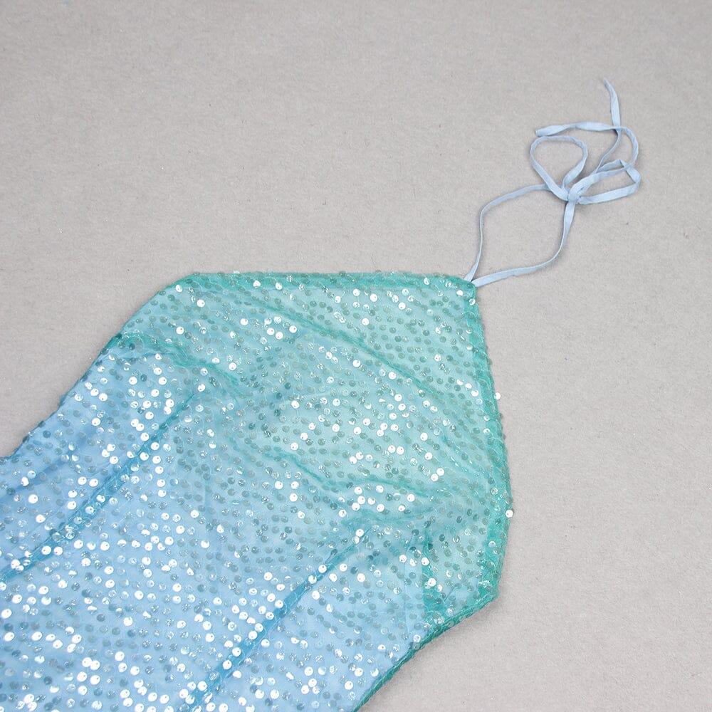 AIIZIE TURQUOISE JEWEL SEQUIN FEATHER MINI DRESS - product image