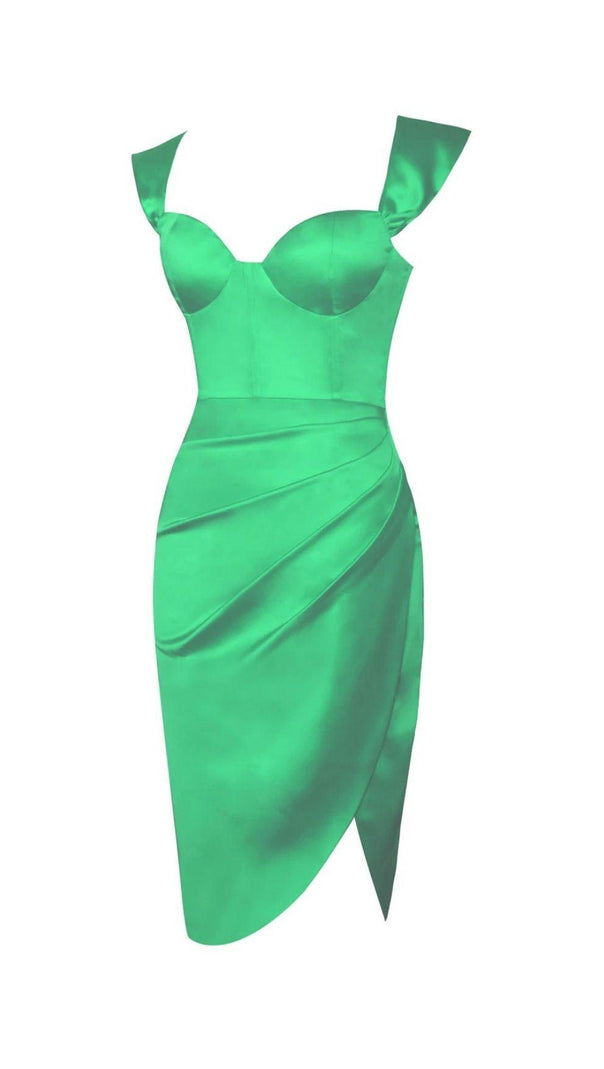 Satin Corset Dress in Green