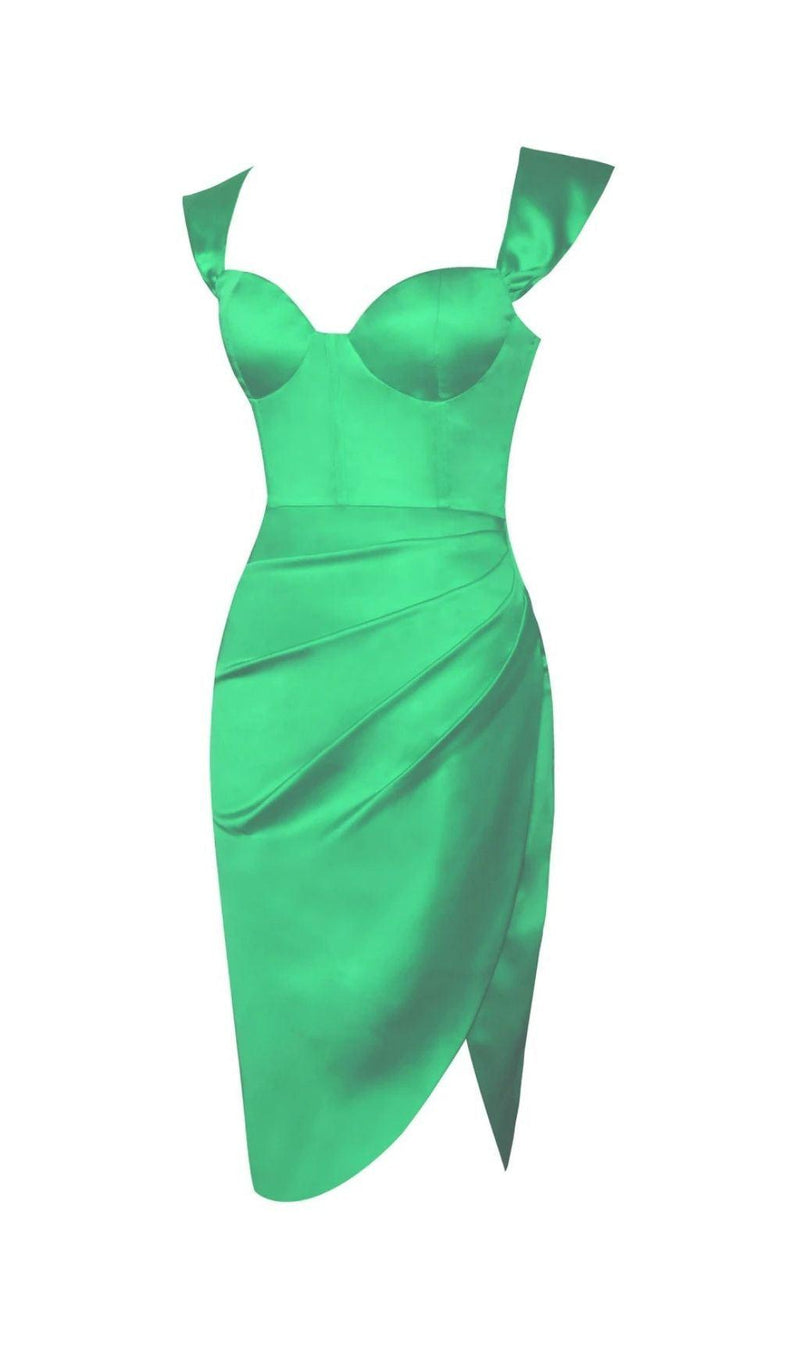 SATIN CORSET DRESS IN GREEN