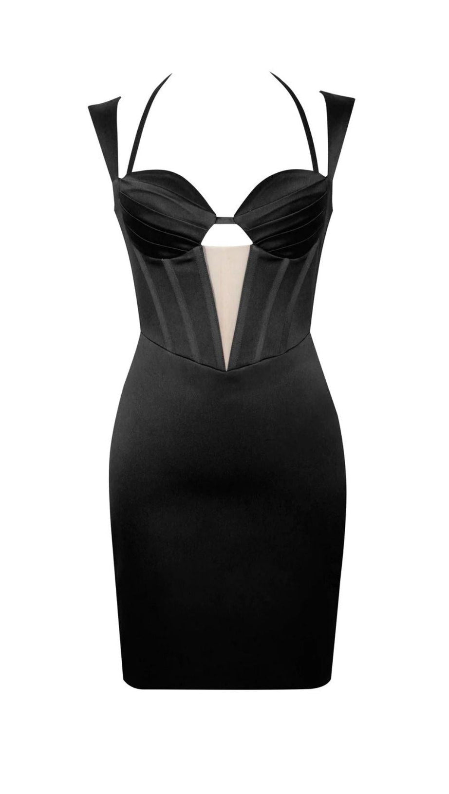 Satin-Korsett-Minikleid in Schwarz
