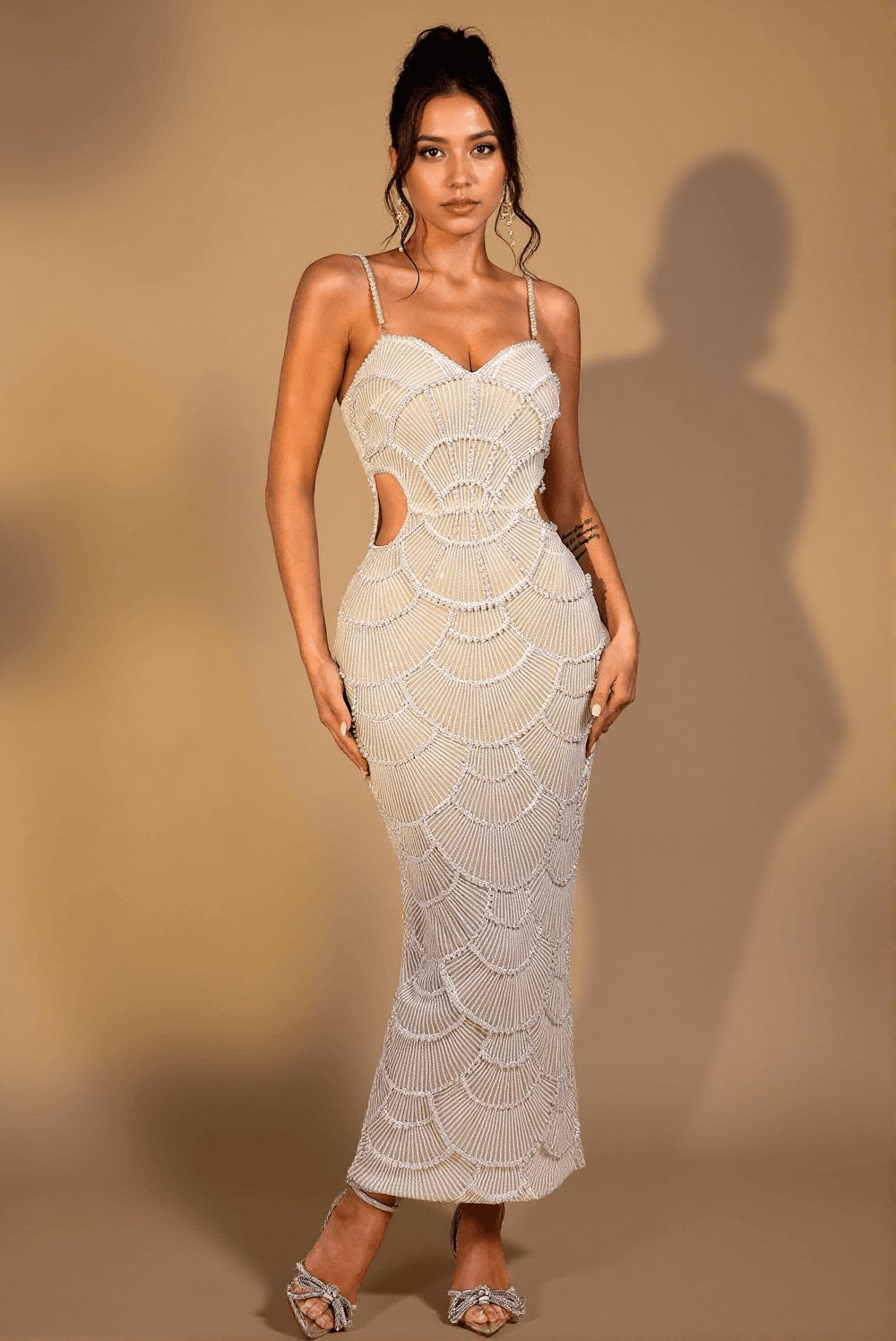 Elvy Pearl Cutout Strap Dress