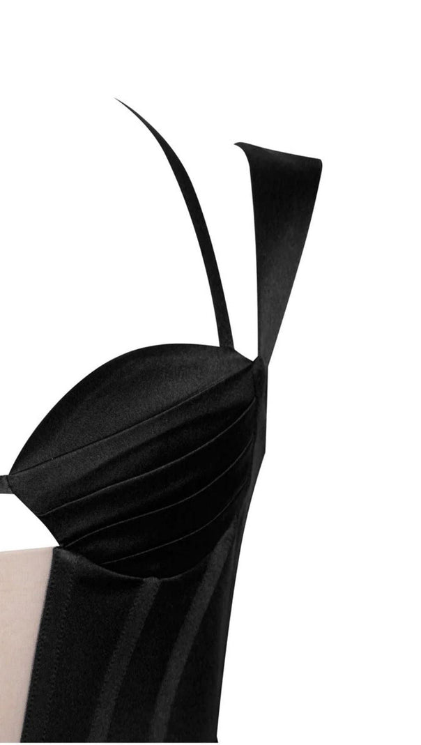 AIIZIE SATIN CORSET MINI DRESS IN BLACK - product image