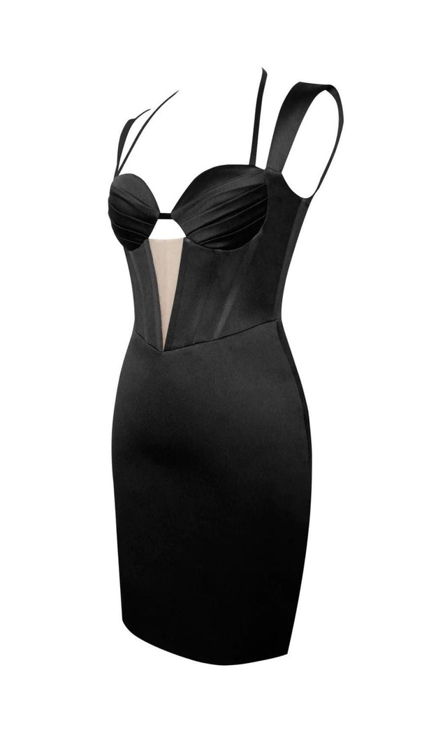 AIIZIE SATIN CORSET MINI DRESS IN BLACK - product image