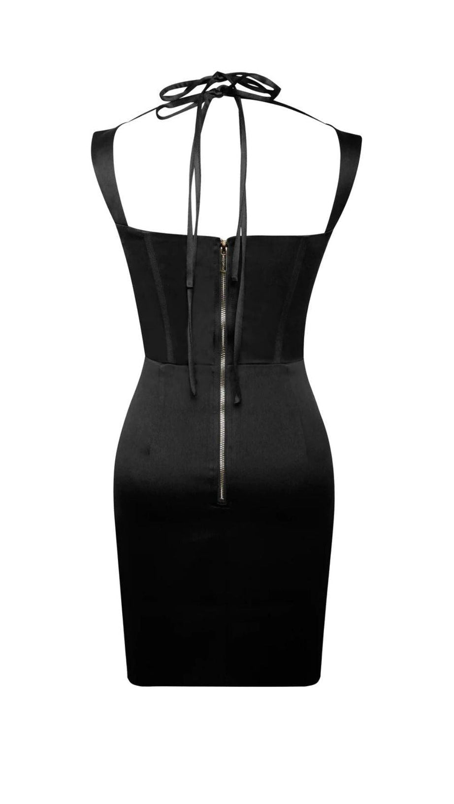 SATIN CORSET MINI DRESS IN BLACK