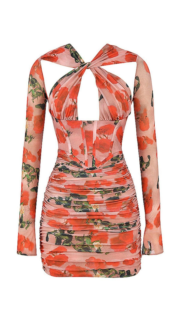 KORSETT-MINIKLEID MIT ROSENDRUCK