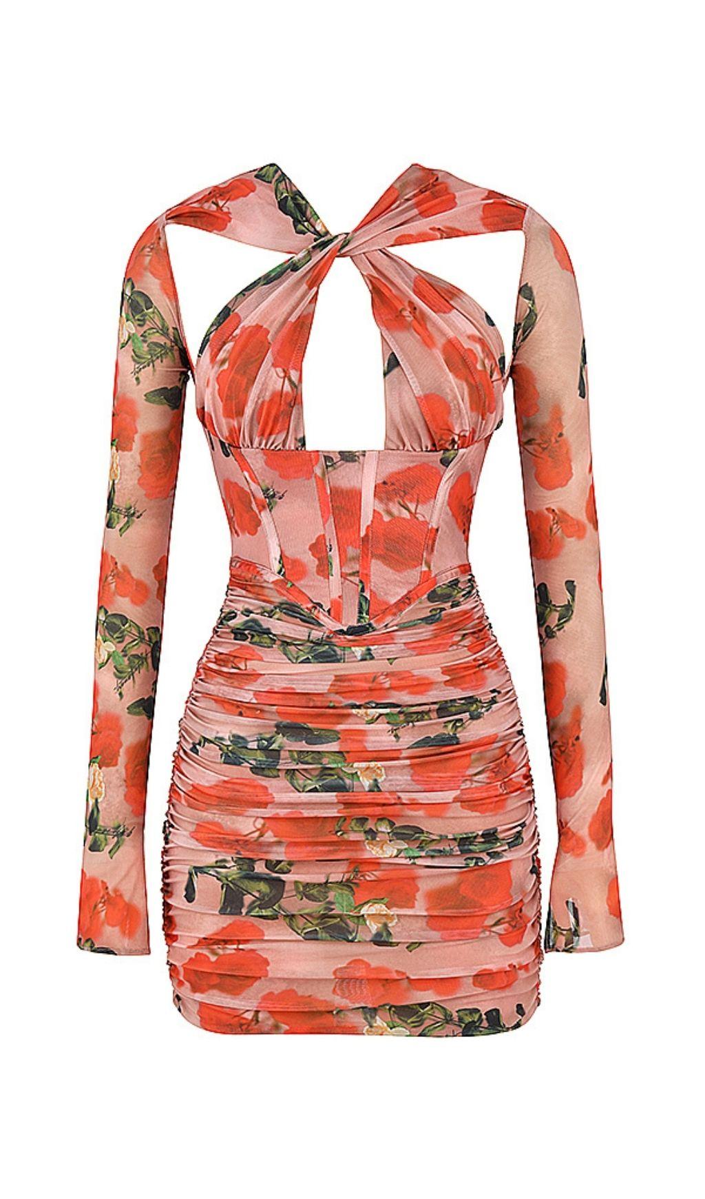 KORSETT-MINIKLEID MIT ROSENDRUCK