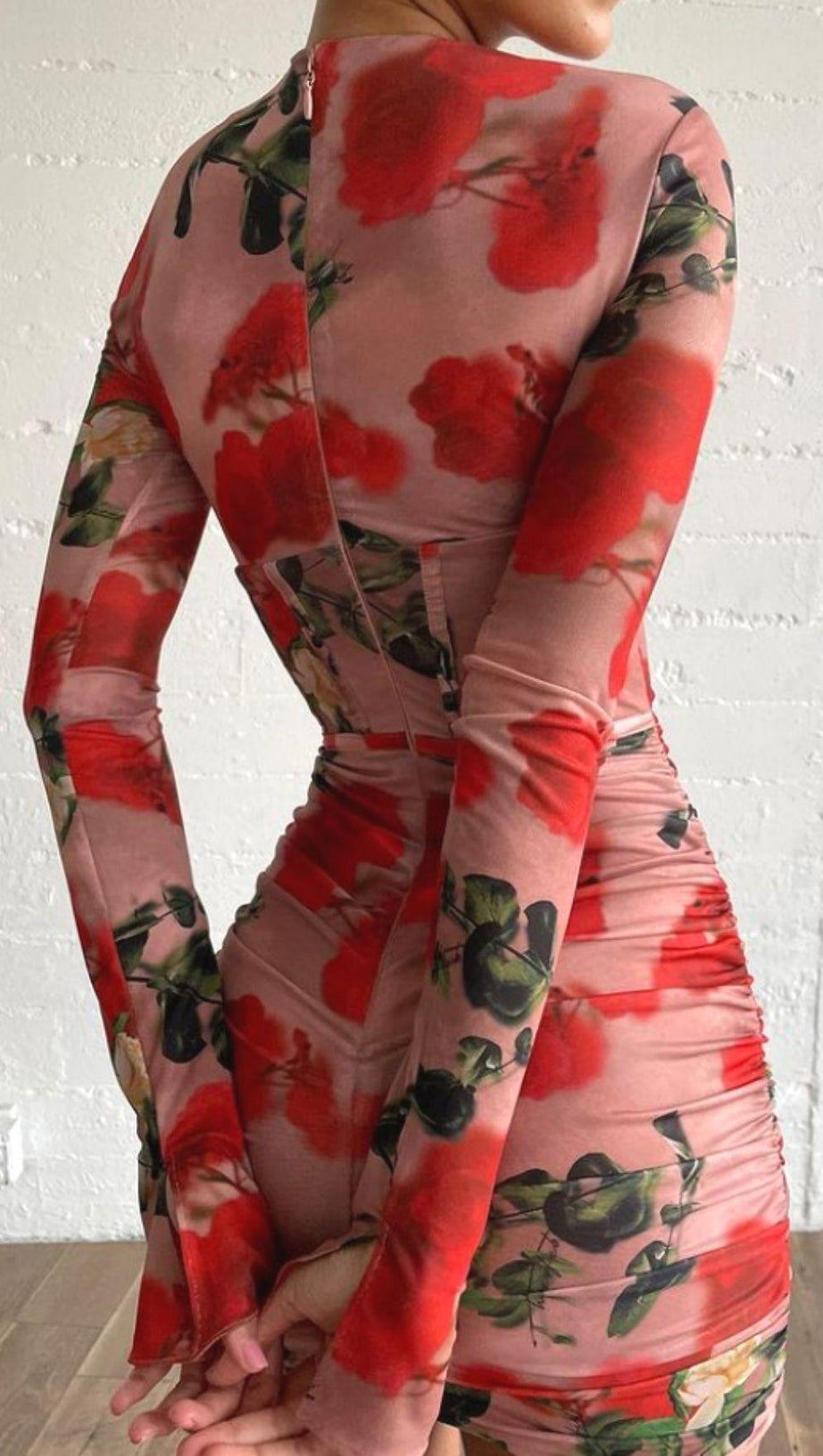 MINI ABITO CON CORSETTO STAMPATO A ROSE