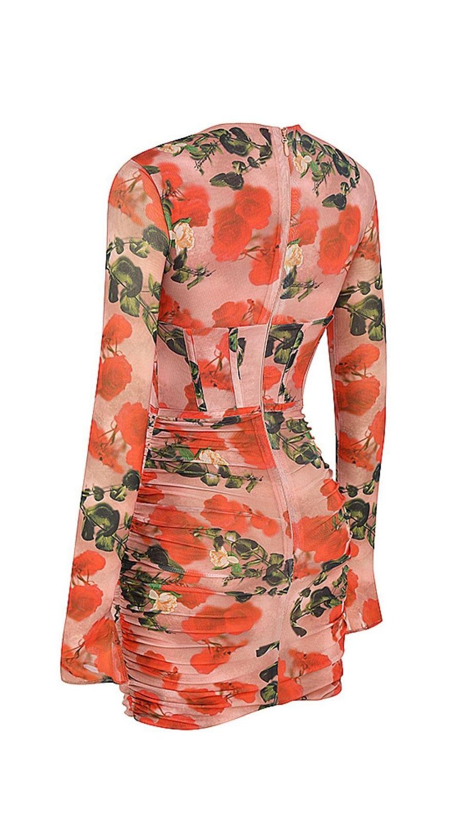 MINI ABITO CON CORSETTO STAMPATO A ROSE