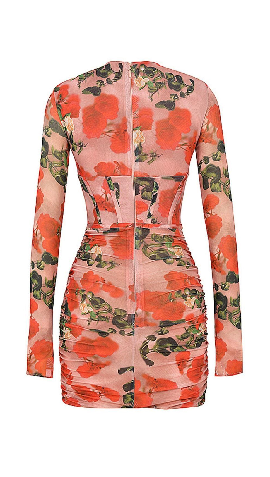 MINI ABITO CON CORSETTO STAMPATO A ROSE