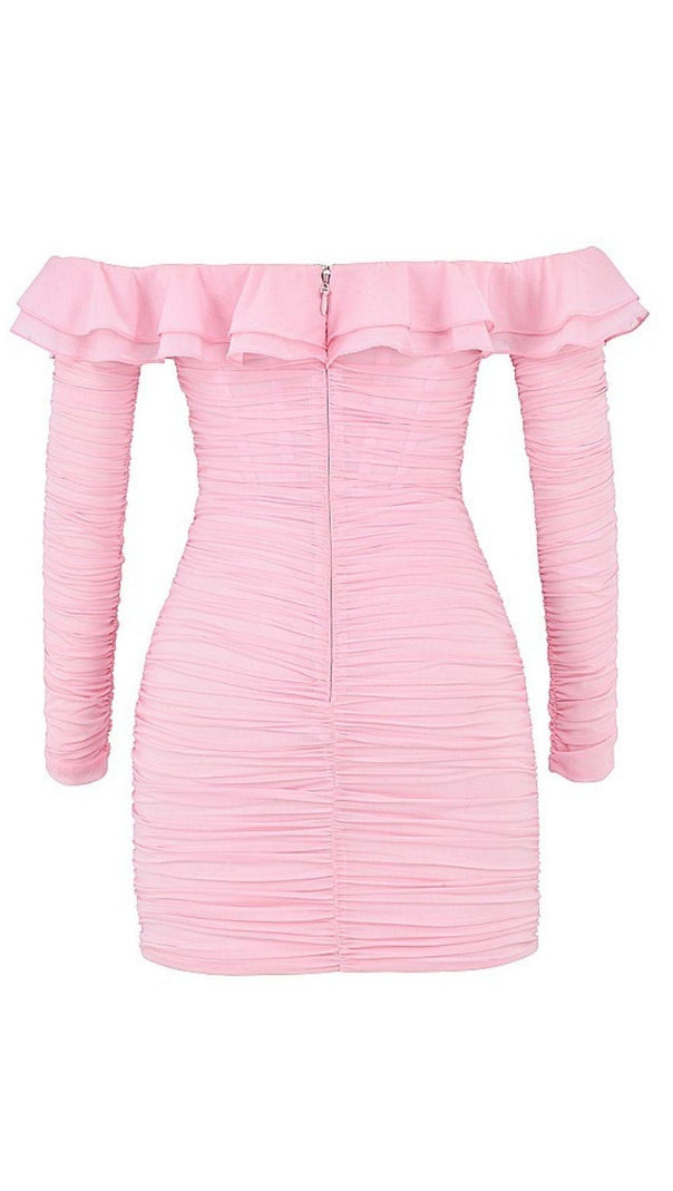 AIIZIE STRAPLESS RUCHED MINI DRESS IN PINK - product image