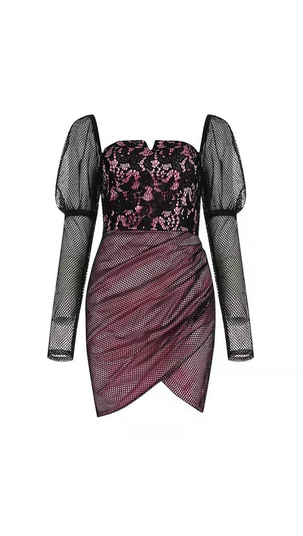 AIIZIE PUFF SLEEVE LACE UP MNI DRESS - product image