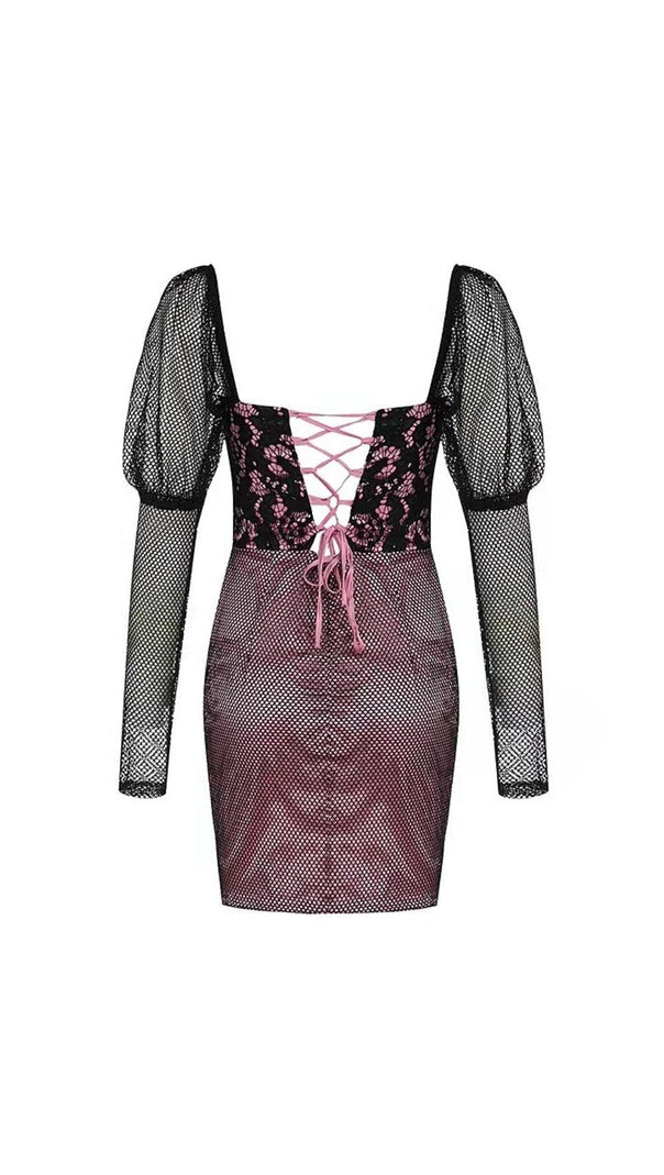 AIIZIE PUFF SLEEVE LACE UP MNI DRESS - product image