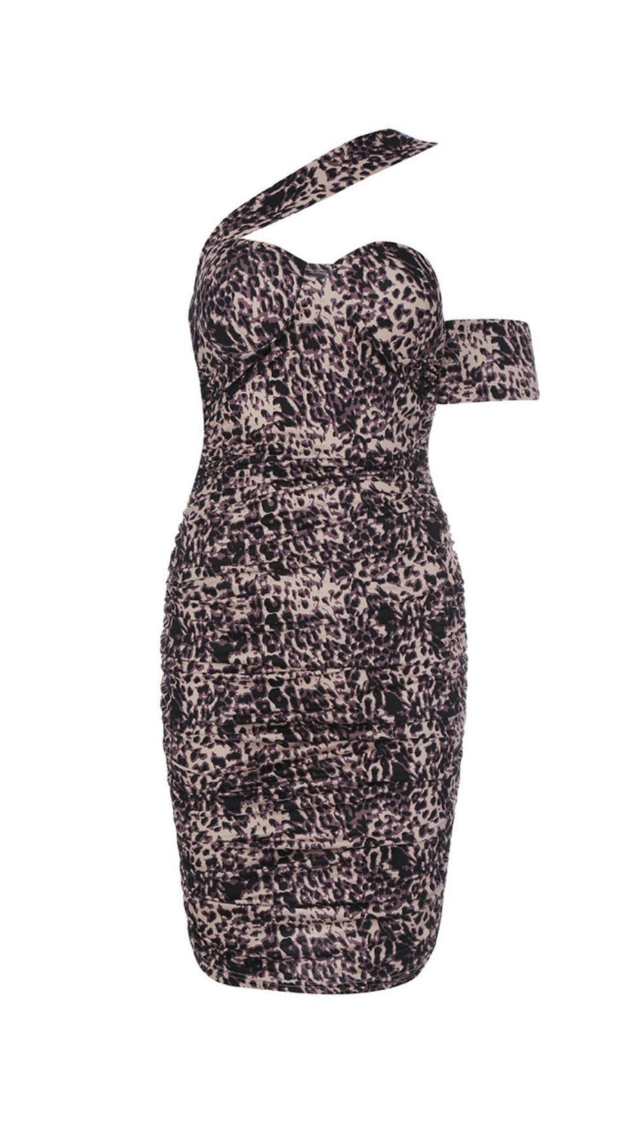 MINIKLEID MIT LEOPARDENMUSTER UND RÜSCHEN