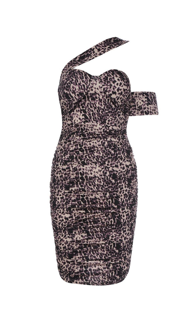 LEOPARD RUCHED MINI DRESS