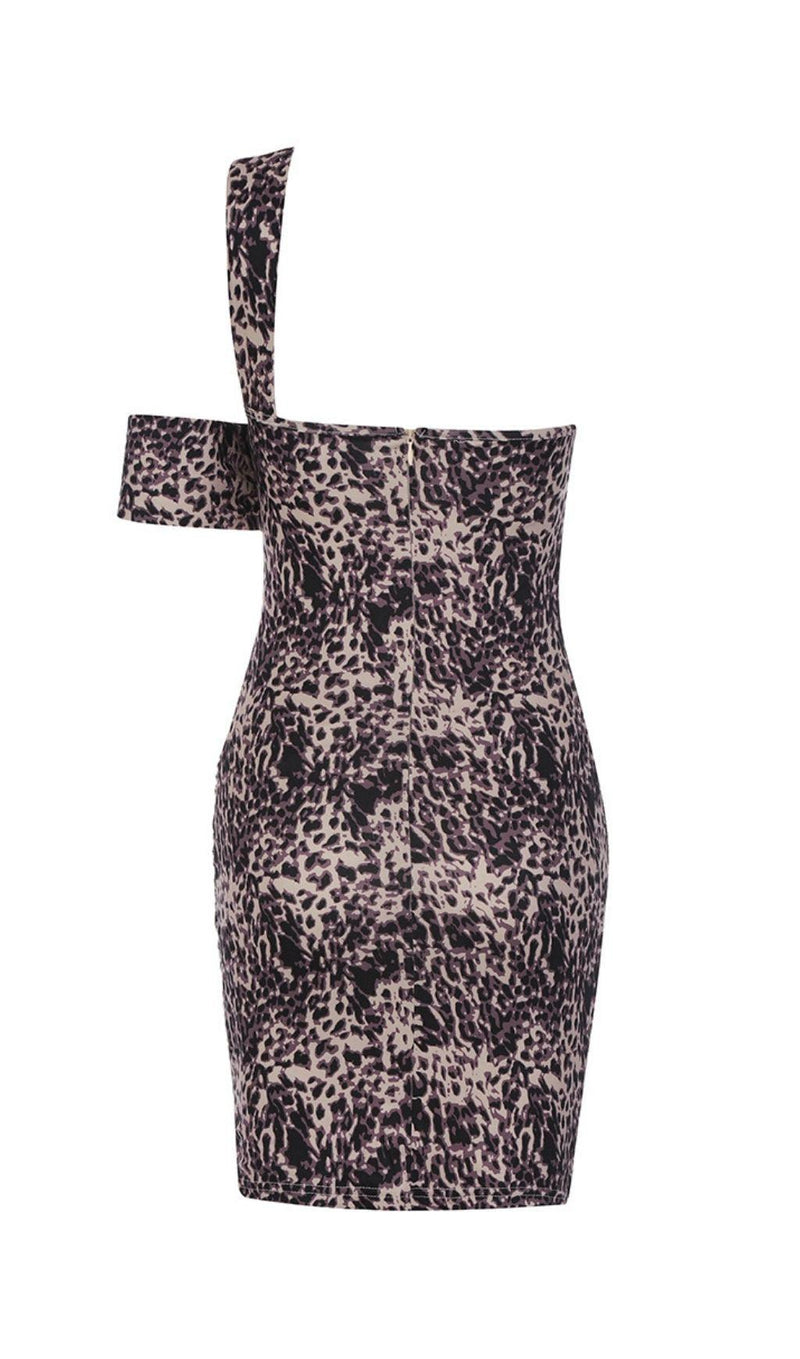 LEOPARD RUCHED MINI DRESS